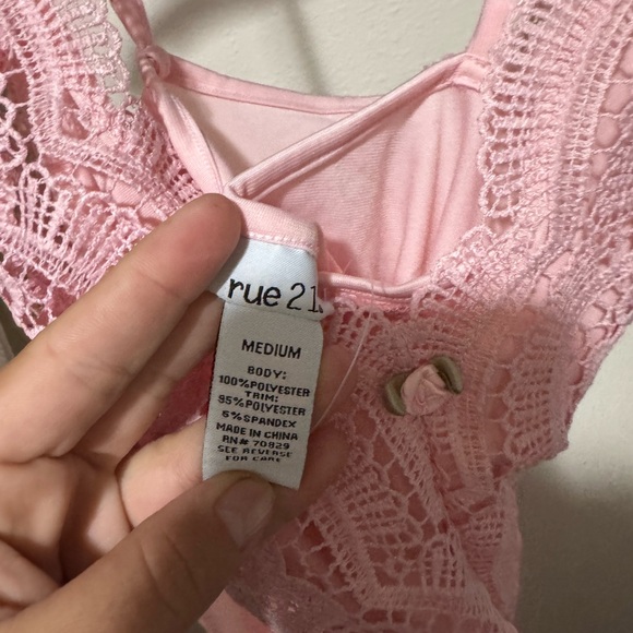 Rue21 Pink Crochet Lace Bodysuit - Picture 2 of 2